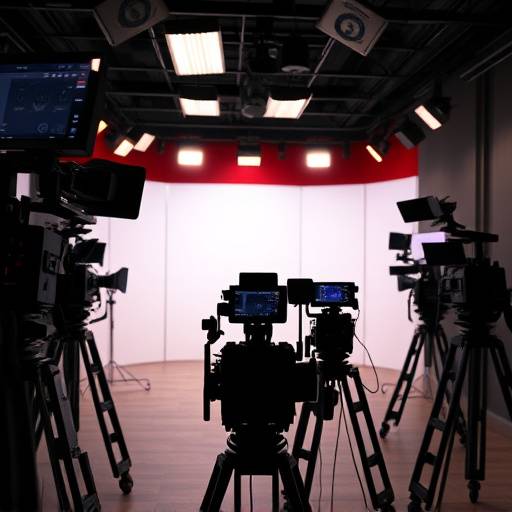 Interior del estudio de televisión con cámaras y luces
