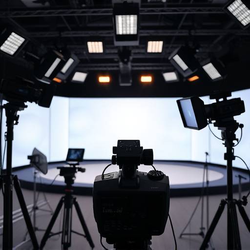 Preparación del estudio de televisión para grabación